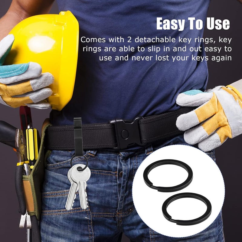 Ullnosoo Duty Belt Key Holder, 2 Pack Belt Key Clip, Stainless Steel Stealth Belt Loop Key Ring Holder with 4 Keyrings UIInosoo for Handcuff Fits Max 2.25 Inch Belt - Image 4